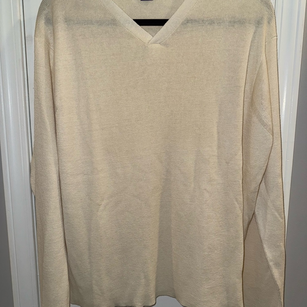 Ralph Lauren Purple Label Cream V-Neck Sweater